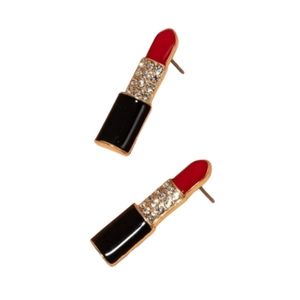 Boutique Red Bling Lipstick Stud Earrings New Statement Jewelry